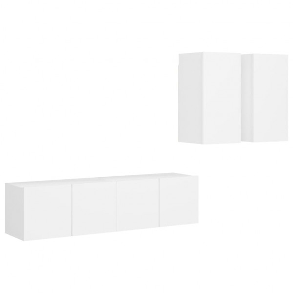 Set de muebles de salón TV 4 piezas madera de ingeniería blanco M 2