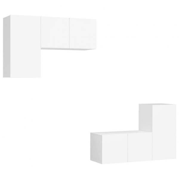 4 pcs conjunto de móveis de TV derivados de madeira branco M 2