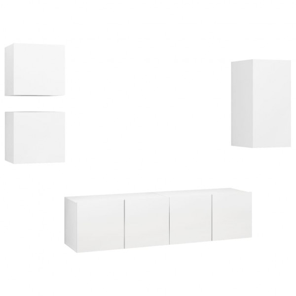 Juego de mueble para TV de 5 piezas aglomerado blanco M 2