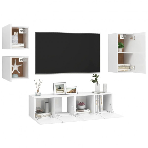 Juego de mueble para TV de 5 piezas aglomerado blanco M 3