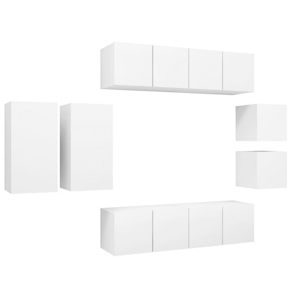 Juego de mueble para TV de 8 piezas aglomerado blanco M 2