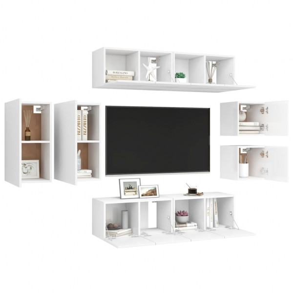 Juego de mueble para TV de 8 piezas aglomerado blanco M 3