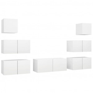 Juego de mueble para TV de 7 piezas aglomerado blanco H