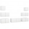 7 pcs conjunto de móveis de TV derivados de madeira branco 2