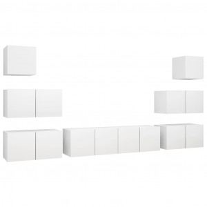 Set de mueble para TV de 8 piezas madera contrachapada blanco H