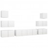 Set de mueble para TV de 8 piezas madera contrachapada blanco 2