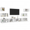 Set de mueble para TV de 8 piezas madera contrachapada blanco 3