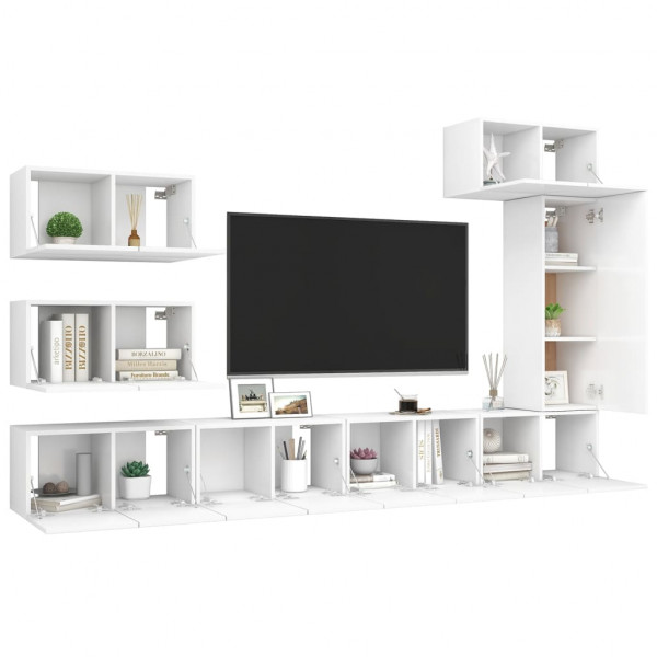 Juego de mueble para TV de 8 piezas aglomerado blanco M 3