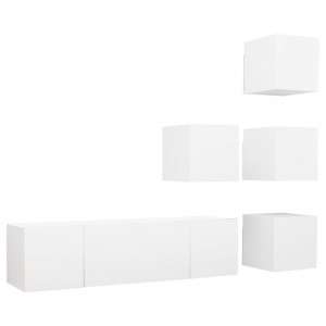 Juego de mueble para TV de 6 piezas aglomerado blanco H