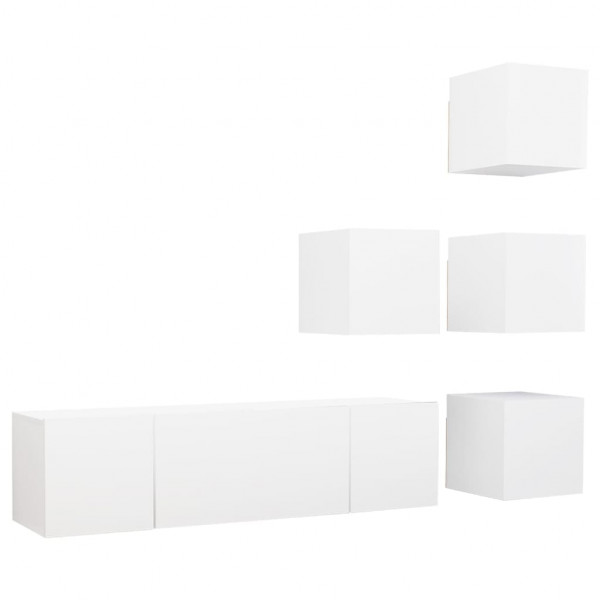 6 pcs conjunto de móveis de TV contraplacado branco M 2