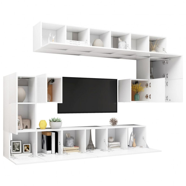 Juego de mueble para TV de 10 piezas aglomerado blanco M 3