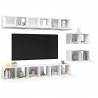Mueble de TV 8 piezas de madera contrachapada blanco 3