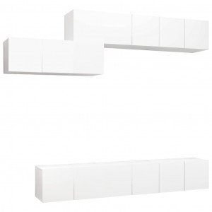 Set de muebles de salón TV 7 piezas madera de ingeniería blanco H