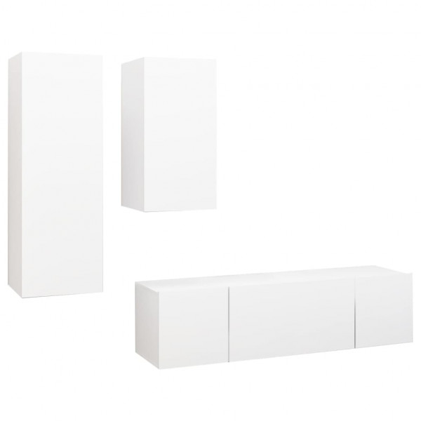 4 pcs conjunto de móveis de TV derivados de madeira branco M 2