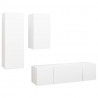 4 pcs conjunto de móveis de TV derivados de madeira branco 2