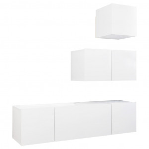 Set de muebles de salón TV 4 piezas madera de ingeniería blanco H