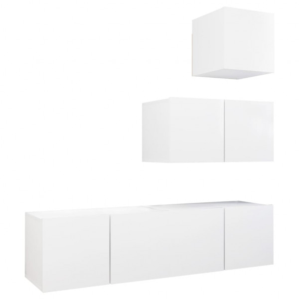 4 pcs conjunto de móveis de TV derivados de madeira branco M 2