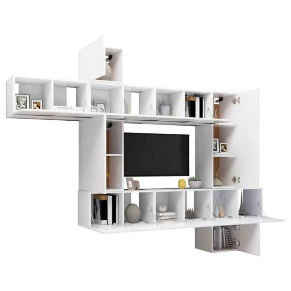 Juego de mueble para TV de 10 piezas aglomerado blanco M 3