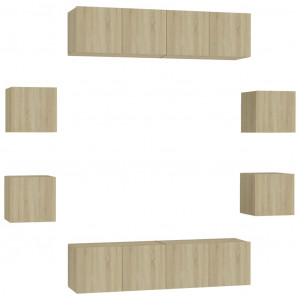 Juego de muebles de salón 8 piezas roble Sonoma H