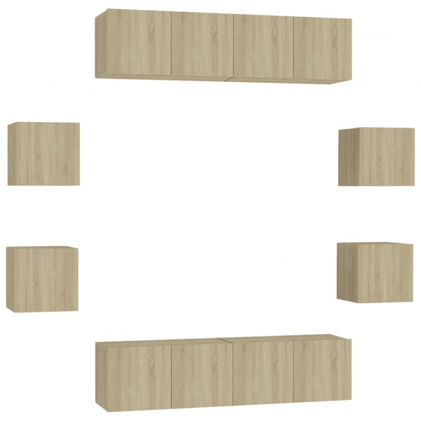 Conjunto de móveis de sala de estar 8 peças de carvalho Sonoma M 2