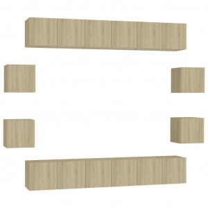 Muebles de pared de TV 10 pzas aglomerado color roble Sonoma H