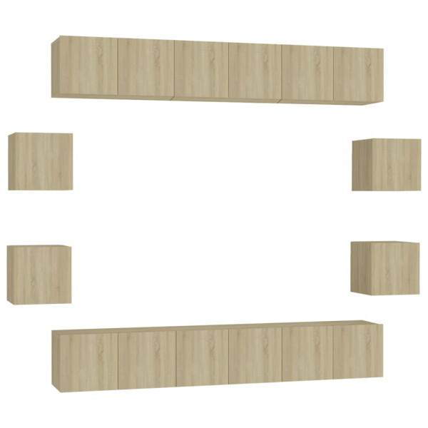 Muebles de pared de TV 10 pzas aglomerado color roble Sonoma M 2