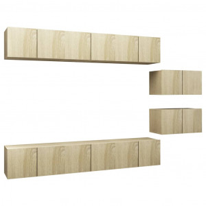 Muebles para TV 8 piezas aglomerado color roble Sonoma H