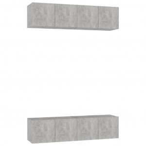 Muebles para TV 4 uds aglomerado gris hormigón 60x30x30 cm H