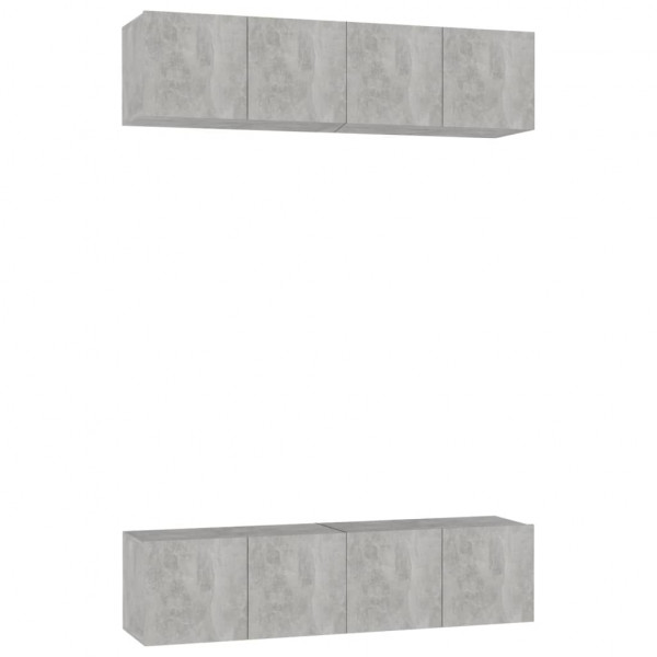 Muebles para TV 4 uds aglomerado gris hormigón 60x30x30 cm M 2