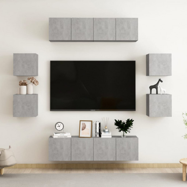 Juego de mueble para TV de 8 piezas aglomerado gris hormigón D