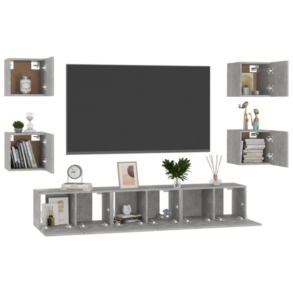 Juego de mueble para TV de 7 piezas aglomerado gris hormigón M 3