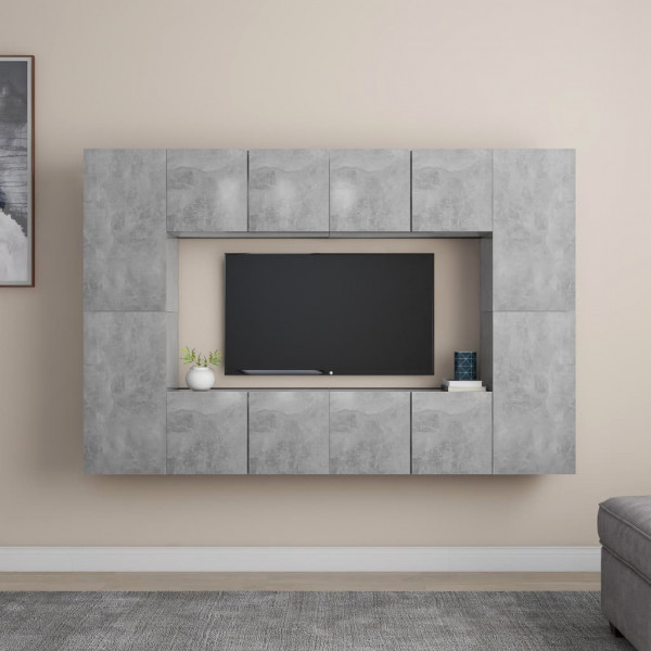 Juego de mueble para TV de 8 piezas aglomerado gris hormigón D