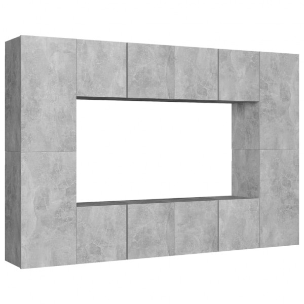 Juego de mueble para TV de 8 piezas aglomerado gris hormigón M 2