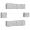6 pcs conjunto de móveis de TV derivados madeira cinza cimento 2