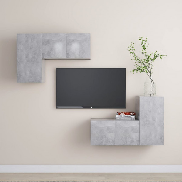 Juego de mueble para TV de 4 piezas aglomerado gris hormigón D
