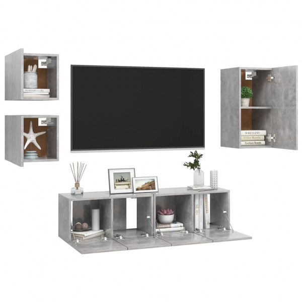 Set de muebles de salón 5 pzas madera ingeniería gris hormigón M 3