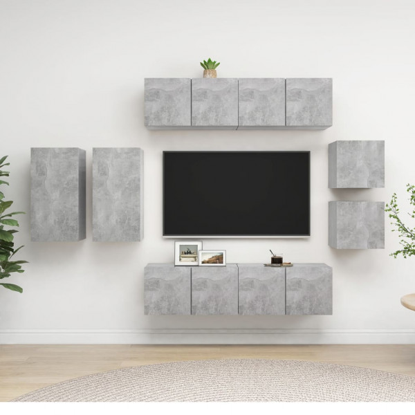 Juego de mueble para TV de 8 piezas aglomerado gris hormigón D