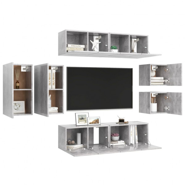 Juego de mueble para TV de 8 piezas aglomerado gris hormigón M 3