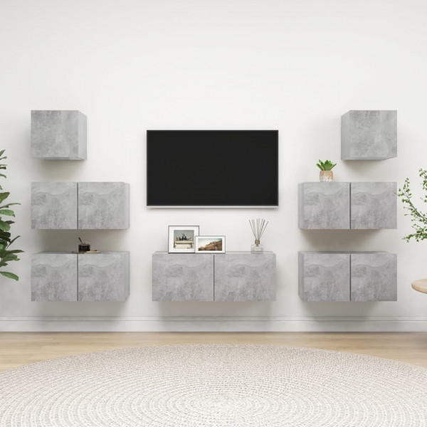 Juego de mueble para TV de 7 piezas aglomerado gris hormigón D