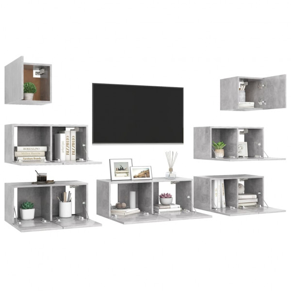Juego de mueble para TV de 7 piezas aglomerado gris hormigón M 3