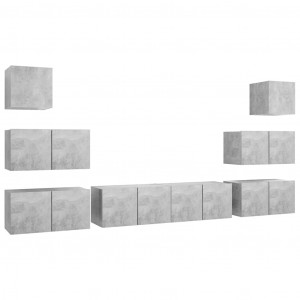 Juego de mueble para TV de 8 piezas aglomerado gris hormigón H