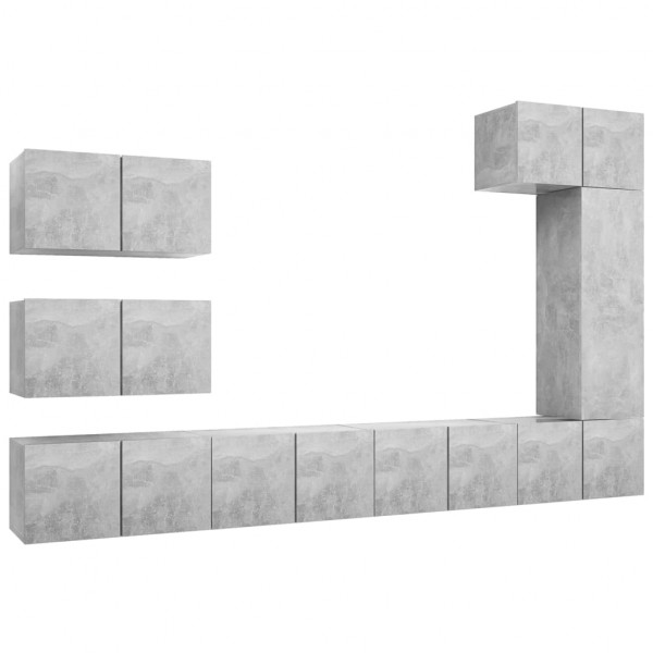 8 pcs conjunto de móveis de TV derivados madeira cinza cimento M 2