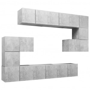 Set de muebles de salón 10 pzas madera ingeniería gris hormigón H