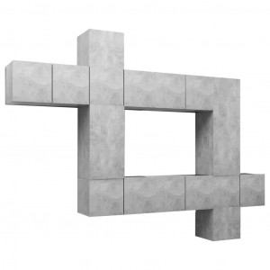 Juego de mueble para TV de 10 piezas aglomerado gris hormigón H