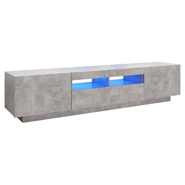 Mueble para TV con luces LED gris hormigón 180x35x40 cm D