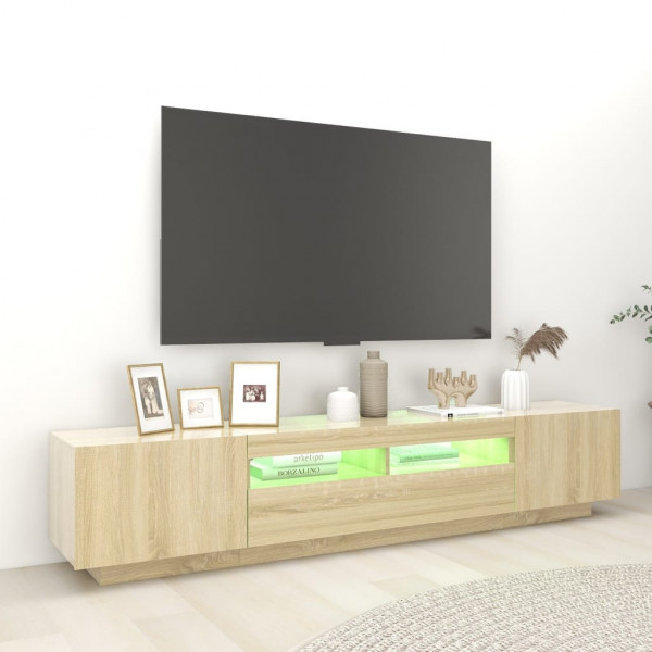 Armario TV con luces LED color roble Sonoma 200x35x40 cm M 6
