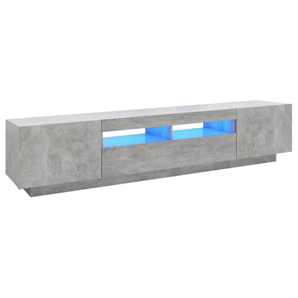 Mueble para TV con luces LED gris hormigón 200x35x40 cm M 2