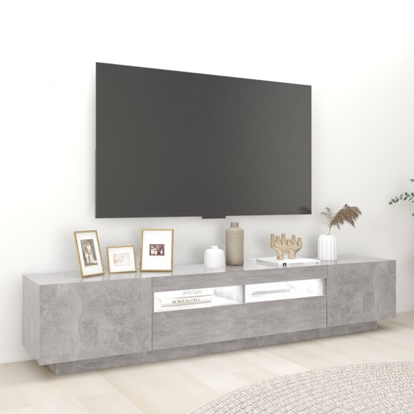 Mueble para TV con luces LED gris hormigón 200x35x40 cm M 3