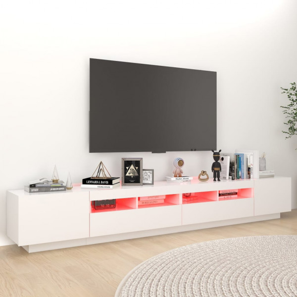 Móvel de TV com luzes LED 260x35x40 cm branco M 5