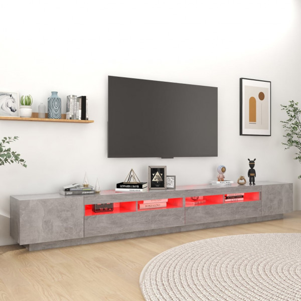 Mueble para TV con luces LED gris hormigón 300x35x40 cm M 4